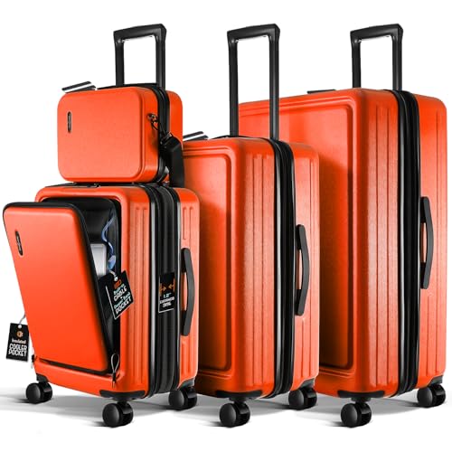 22 Inch Carry On Luggage 22x14x9 Airline Approved, Carry On Suitcase with Wheels, Hard-shell Carry-on Luggage, Durable Luggage Carry-On, Black Small Suitcase with Cosmetic Case