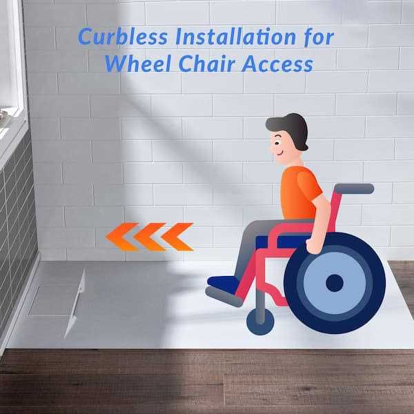 Woodbridge Alcove Zero Threshold Shower Pan Base with Left/Right Drain in White,Low Profile,Wheel Chair Access - Shop Hardware Tools Online Store