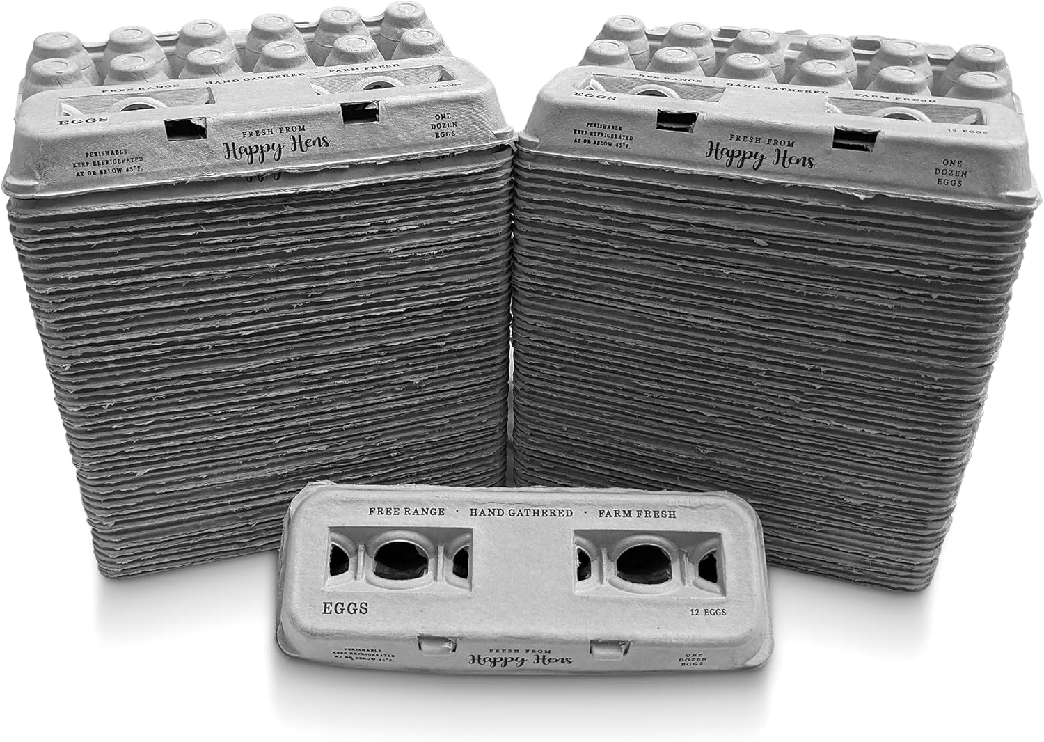 250 Egg Cartons- Bulk Value Bundle- Adorable Printed Design for Farm Fresh Eggs, Recycled Paper Cardboard, Sturdy & Reusable, Holds up to XL Chicken Eggs