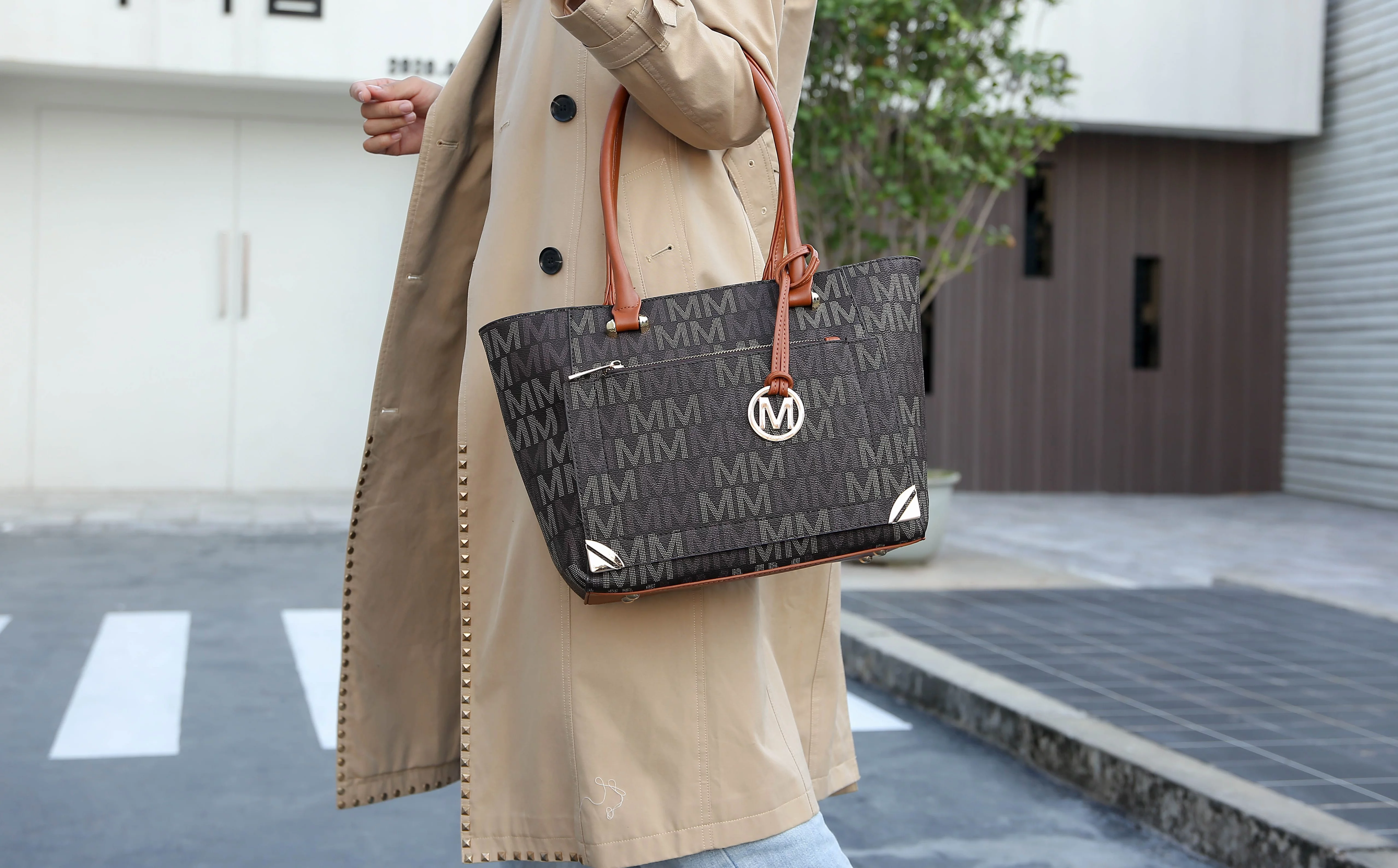 MKF Collection Women’s Lady Tote, Mini Tote and Wallet Handbag Set, 3-Piece, Black