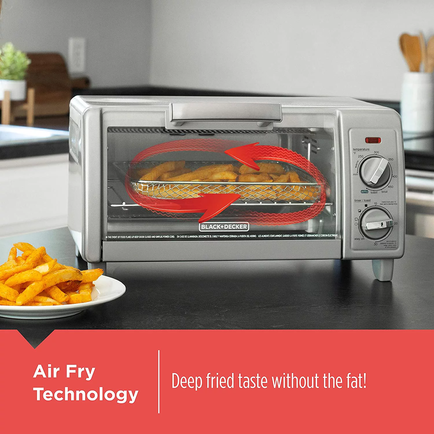 BLACK+DECKER - Crisp ‘N Bake Air Fry 4-Slice Toaster Oven (TO1785SGC)
