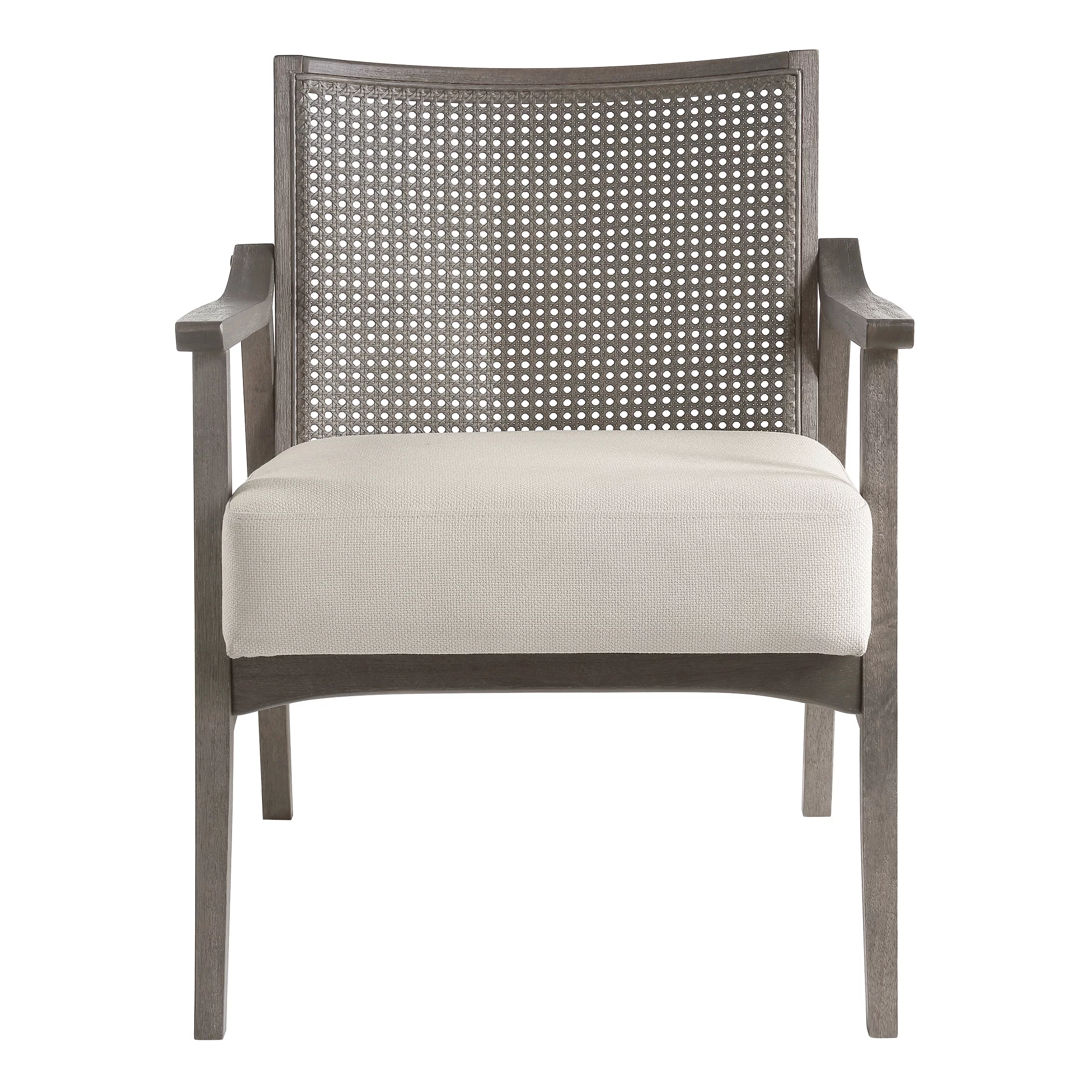 Lantana Arm Chair in Linen Cream Fabric and Gray Rustic Finish
