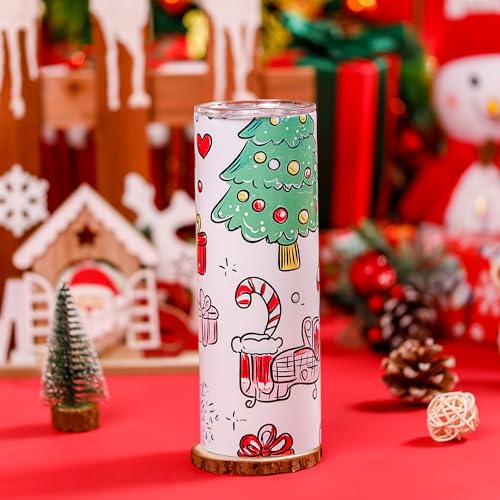 Joyclub Sublimation Tumblers Blanks 20 oz 10 Pack Skinny Straight Tumblers Bulk Stainless Steel Insulated Sublimation Cups with Lid and Straw, Gift Box