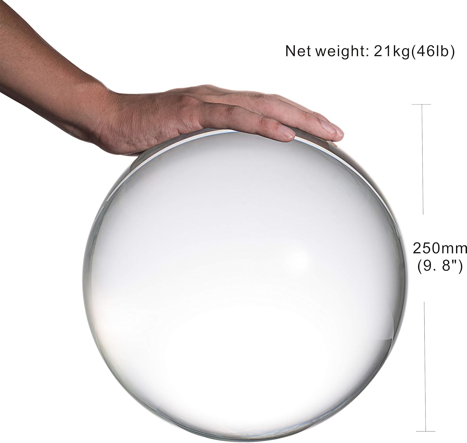 LONGWIN Huge Crystal Ball 250mm(9.8 inch) Feng Shui Ball Sphere with Free Wooden Stand
