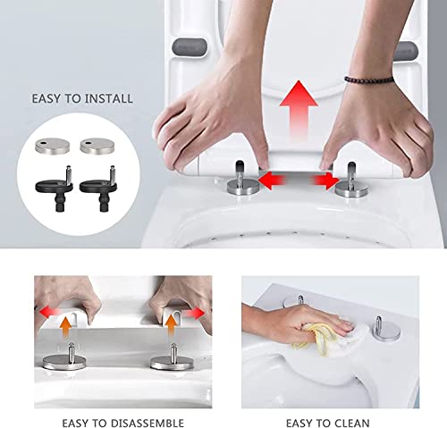 Soft Close Toilet Seat, Toilet seat, Square Toilet Seat, Mute Toilet Seat Cover & Quick-Release Easy Top Fix Rectangular Shape Toilet Lid with Adjustable Hinges
