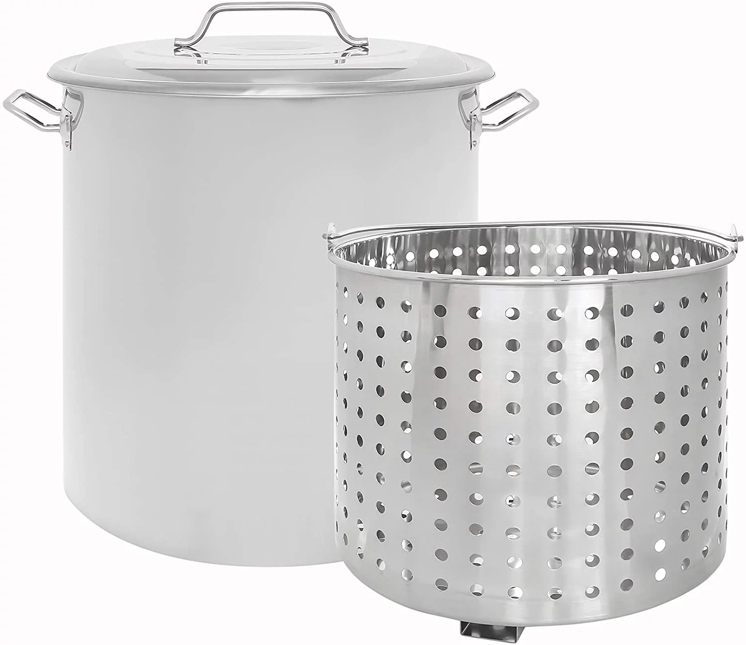 CONCORD Stainless Steel Stock Pot w/Steamer Basket. Cookware great for boiling and steaming (40 Quart)