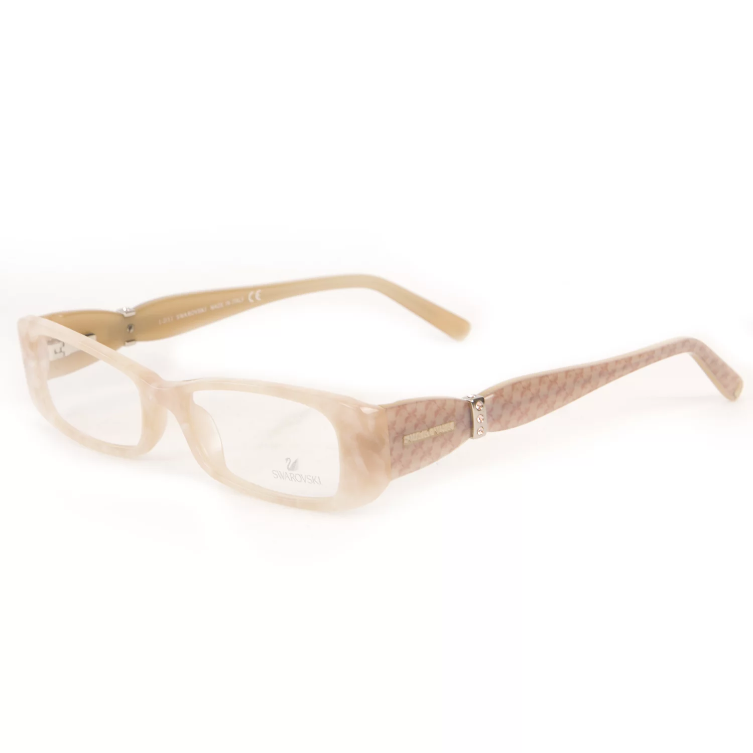 Swarovski Women's Crystal Accent Rectangular Eyeglass Frames SW5026 52mm Peach Marble