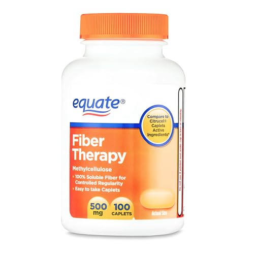 Equate Fiber Therapy Methylcellulose Caplets, 500 mg, 100 Count