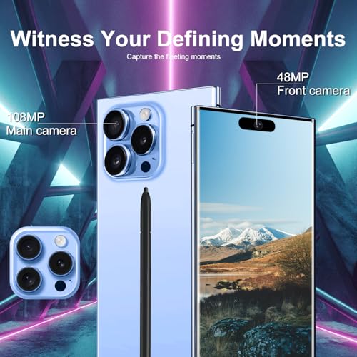 Unlocked Cell Phones Smartphones 5G Phone Android 13 Mobile Phones 8GB+256GB/7 Display/48MP+108MP Camera/6800 mAh/Dual SIM/Build-in Pen (White)