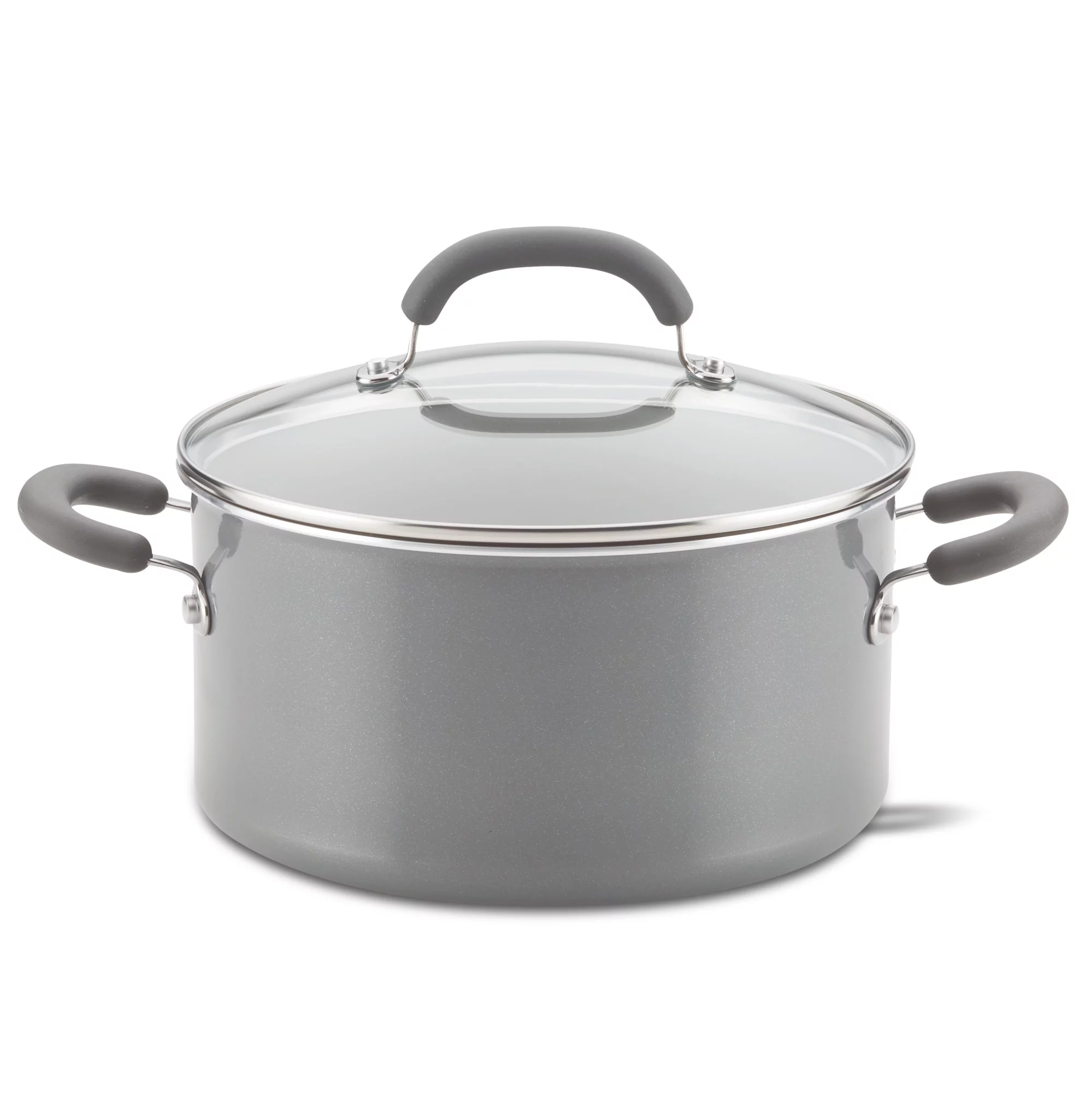 Rachael Ray Create Delicious 6 Quart Aluminum Nonstick Stockpot, Gray Shimmer