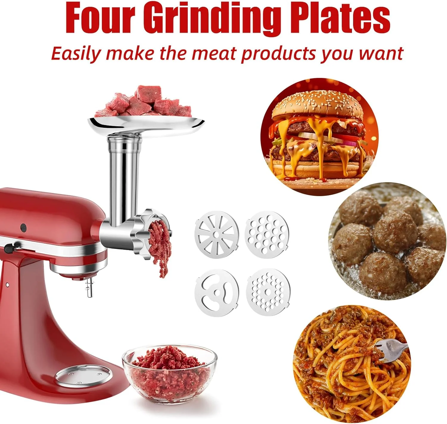 Stainless Steel Meat Grinder Attachments compatible with KitchenAid Stand Mixers, Electric Tomato Strainer & Food Meat Grinder Perfect Attachment compatible with KitchenAid Mixers(Mixer Not Included)