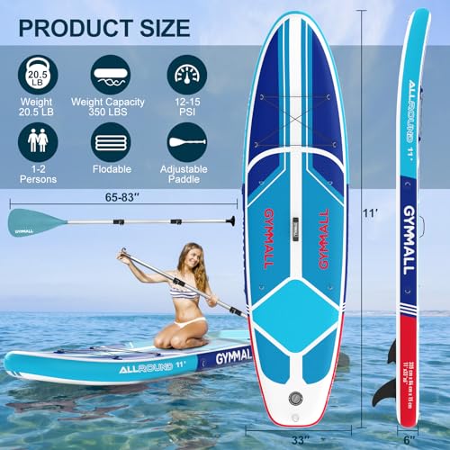 Paddle Board, Inflatable Stand Up SUP Paddle Boards for Adults & Youths of All Skill Levels, Wide & Non-Slip Deck Design Blow Up Paddleboards with Premium Accessories & Storage Bag