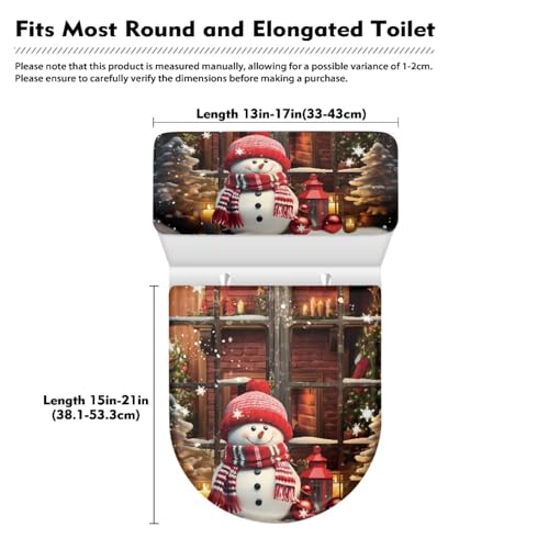Christmas Bow Bell Toilet Tank Lid Cover and Toilet Seat Lid Cover 2 Pcs Set Toilets Covers with Elastic Cloth Fits Most Toilets Tanks & Lids