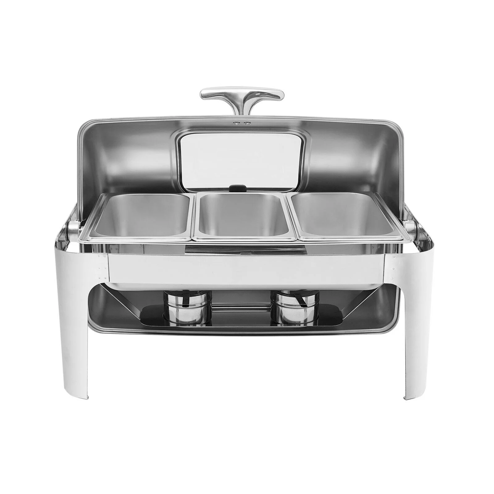 TFCFL 13.5L Stainless Steel Buffet Chafer Roll Top Chafing Dish Heating Tray w/ 3 Pots