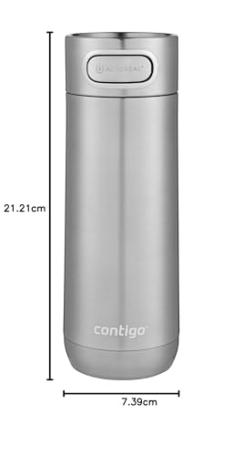 Contigo Luxe Vacuum-Insulated Stainless Steel Thermal Travel Mug 16 Ounces Stainless Steel