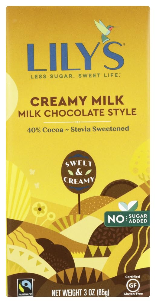 Lily's Sweets Chocolate Bar Creamy Milk, 3 oz (Pack of 6)