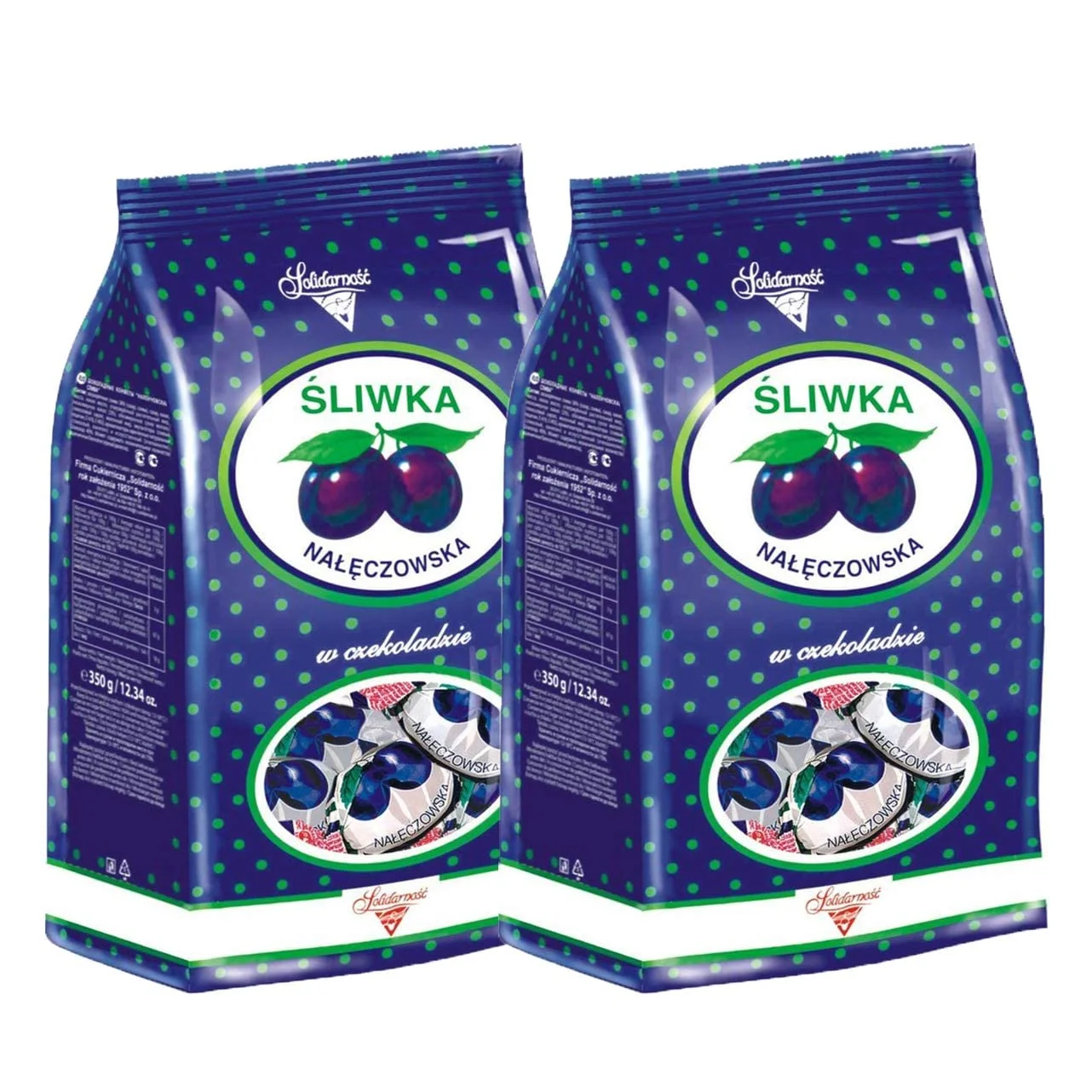 Candied Plums In Dark Chocolate Sliwka Naleczowska (Pack Of 2), 12.34 Ounces