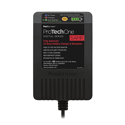 ProMariner 24105 ProTechOne Digital Series 5 Amp Fully Automatic On-board Battery Charger and Maintainer with Integrated AC Inlet