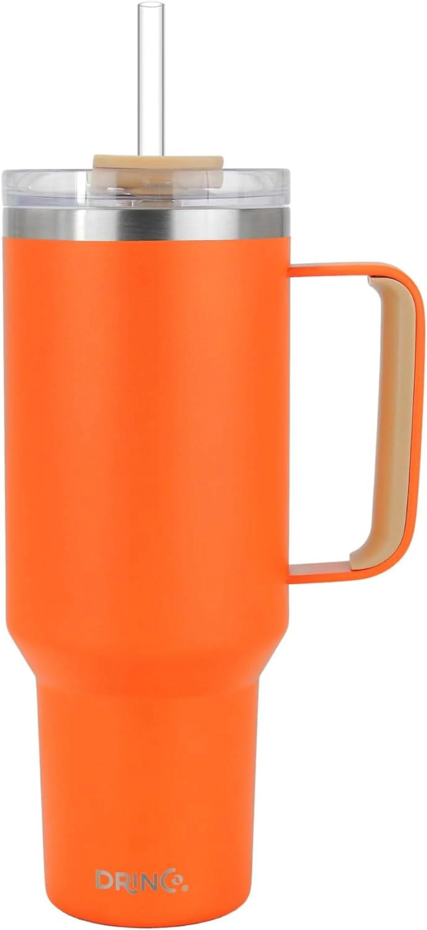 Drinco 40oz 30oz Tumbler with Handle Vacuum Insulated Stainless Steel-40oz Pumpkin