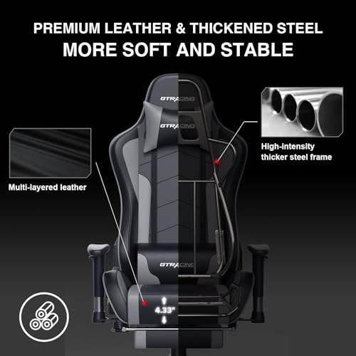GTRACING Gaming Chair with Footrest Speakers Video Game Chair Bluetooth Music Heavy Duty Ergonomic Computer Office Desk Chair