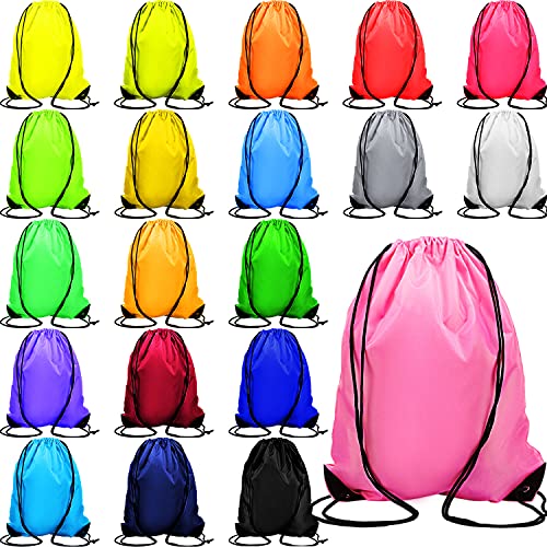 Shappy 80 Pack Drawstring Backpack Bulk Drawstring Bags with 20 Colors Waterproof Draw String Bags DIY Available for Group Hiking Yoga Gym Swimming Travel Beach Homeless