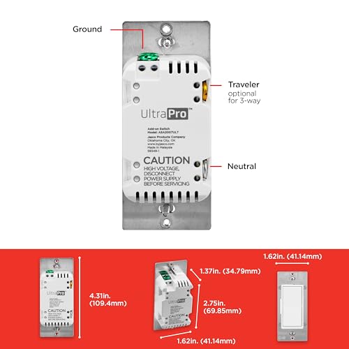 UltraPro 700 Series Add-On Switch QuickFit and SimpleWire, in-Wall White Rocker Paddle Only, Z-Wave ZigBee Wireless Smart Lighting Controls, NOT A STANDALONE Switch, 2 Pack, 68899