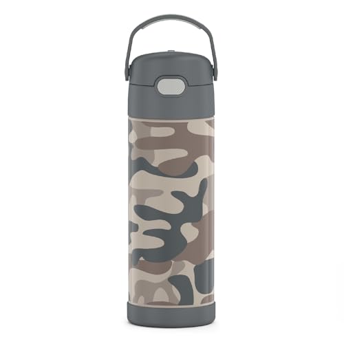 THERMOS FUNTAINER 16 Ounce Stainless Steel Vacuum Insulated Bottle with Wide Spout Lid, Apricot
