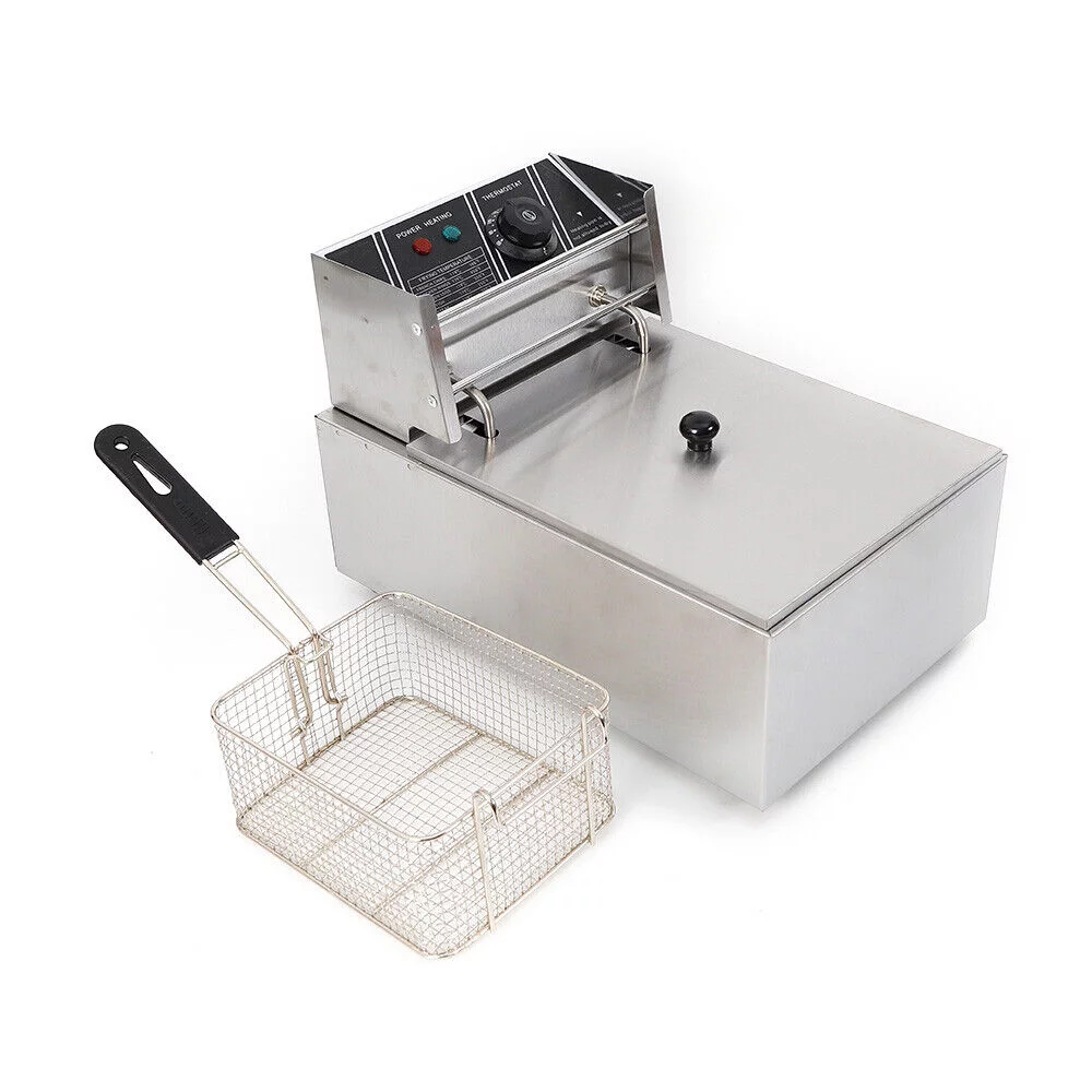 6L 1700W Electric Deep Fryer Cooker Countertop Stainless Steel Basket Cooking
