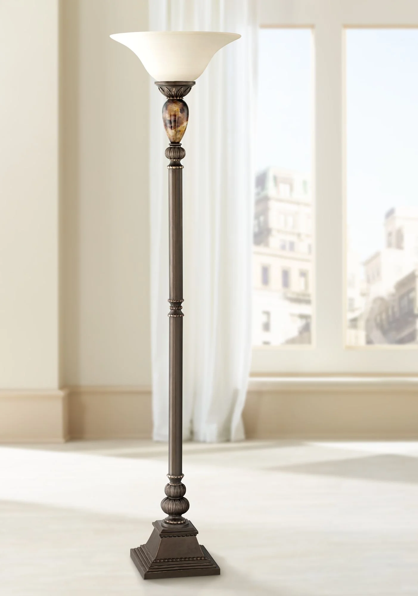 Kathy Ireland Vintage Torchiere Floor Lamp 72