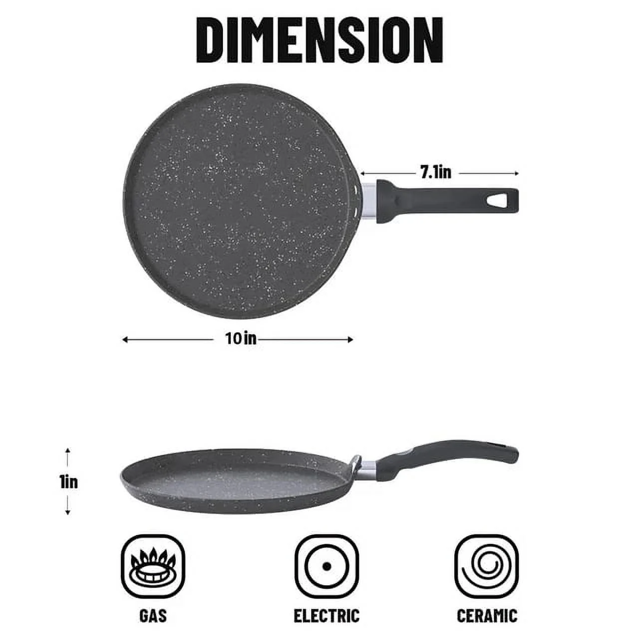 Frying Pan 10inch Nonstick Toxin Free Skillets Breakfast Pizza Steak Fried Egg Crepe Pot Gourmet Cook Cookware