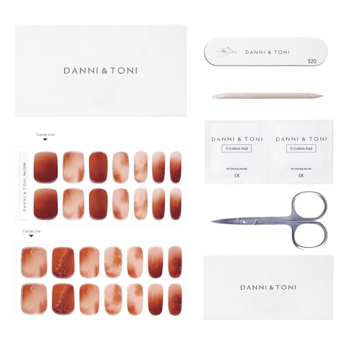 DANNI & TONI Semi Cured Gel Nail Strips Christmas Santa Claus Snowflakes Cat Eye Gel Nail Wraps 28 Stickers | Mistletoe Meow