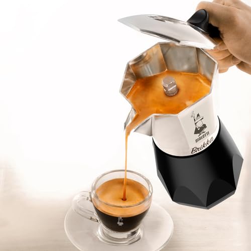 Bialetti - New Brikka, Moka Pot, the Only Stovetop Coffee Maker Capable of Producing a Crema-Rich Espresso, 2 Cups (3,4 Oz), Aluminum and Black