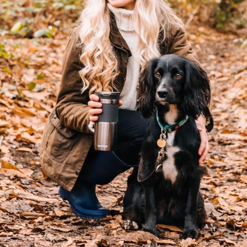 Contigo Byron Snapseal Travel Mug, Stainless Steel Thermal Mug, Vacuum Flask, Leakproof Tumbler, Coffee Mug with BPA Free Easy-Clean Lid, 590 ml, Black