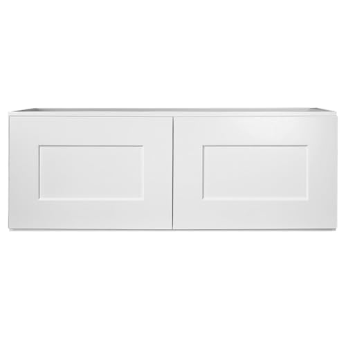 Brookings Shaker Unassembled Bridge Wall Kitchen Cabinet W3018, 30 W x 12 D x 18 H, Painted White with Sherwin Williams®, Solid Wood – Design House, 561662