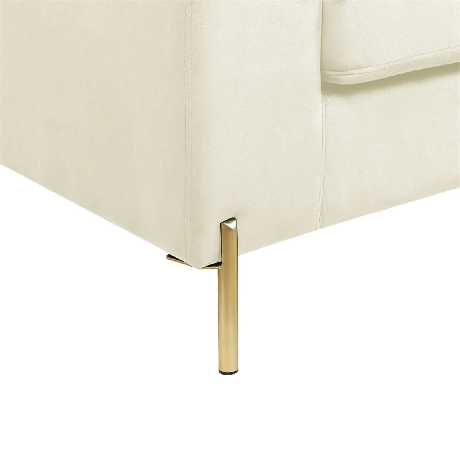 Pemberly Row Modern Velvet Sectional Sofa in Beige/Gold legs
