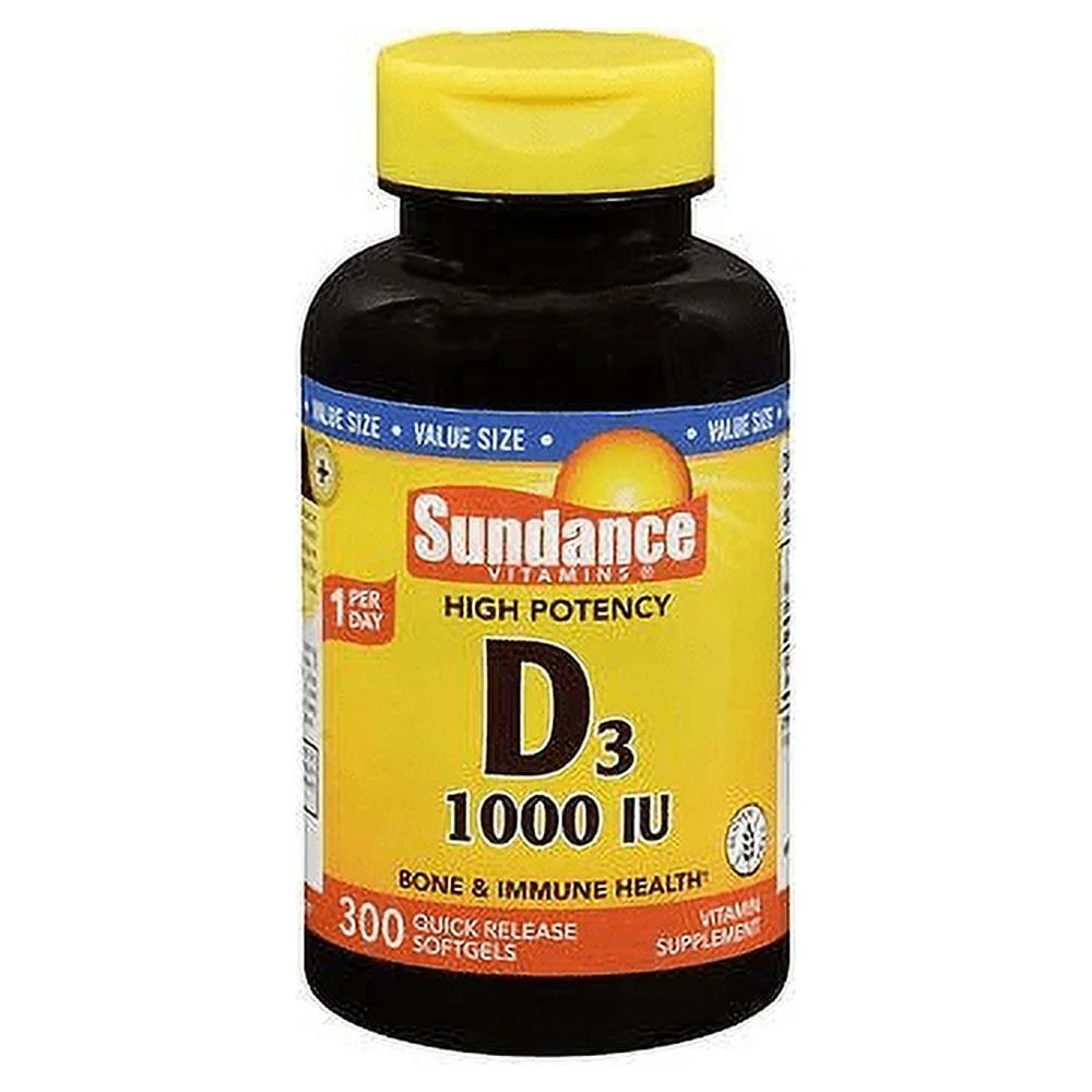 Sundance Vitamin D3 1000 IU High Potency Support Neuromuscular 300ct,4-Pack
