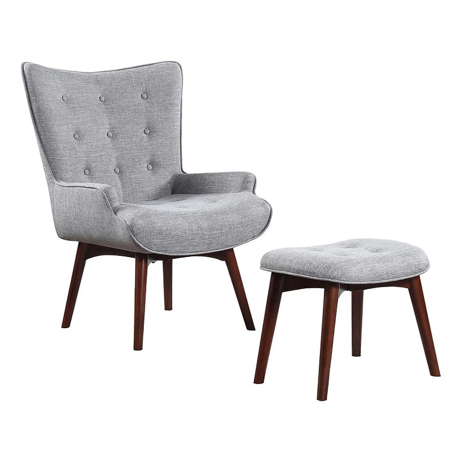 Willow Upholstered Accent Chair with Ottoman Grey and Brown