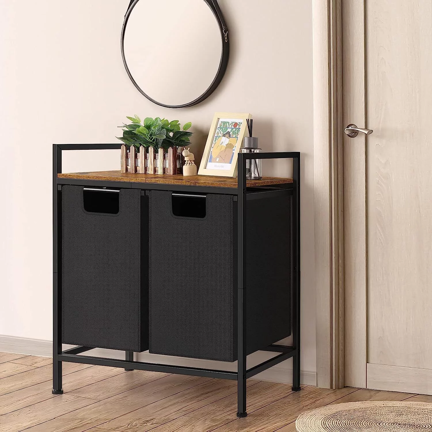 Laundry Hamper 2 Laundry Basket with Top Shelf , Double Laundry Sorter Organizer