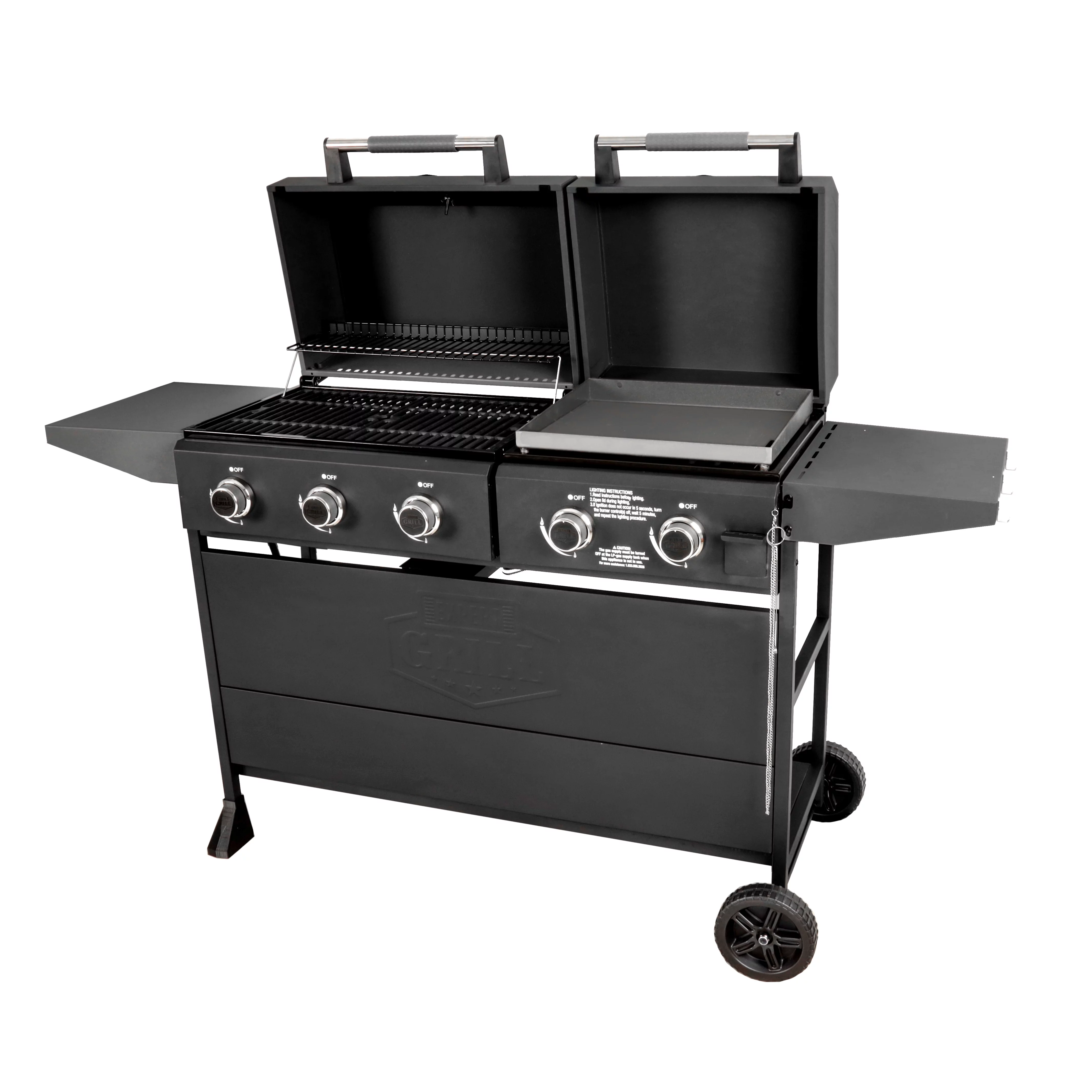 Expert Grill 5 Burner Combination Propane Gas Grill and Propane Griddle Grill, Black