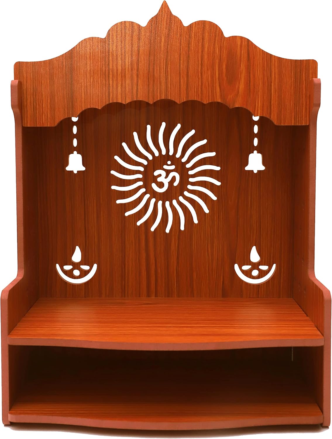 Bhavya Enterprise Divokah Beautiful Mdf Wooden Temple/Pooja Mandir For Home And Office/Wall Mounted Temple/Puja Stand (8 Mm Plywood Thickness) (Wdn Ombell)