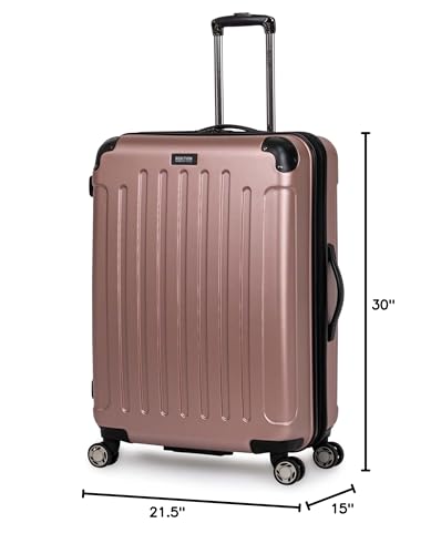 Kenneth Cole REACTION Renegade Luggage Expandable 8-Wheel Spinner Lightweight Hardside Suitcase, Navy Blue, 20-Inch Carry On