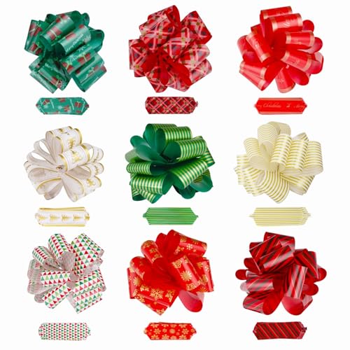 ONTODEX 27PCS Christmas Gift Wrap Bows for Presents, Xmas Pull Bows Easy and Fast Ribbons Gift Wrapping Accessory Holiday Decoration
