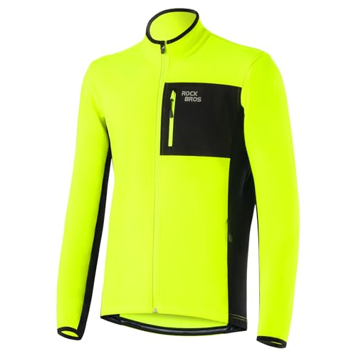 ROCKBROS Cycling Jackets for Men Winter Thermal Bike Jackets Breathable Cycling Windbreaker with 3 Pockets