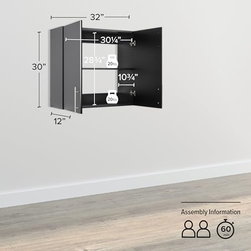 Prepac Elite 16 inch Stackable Wall Cabinet, Black