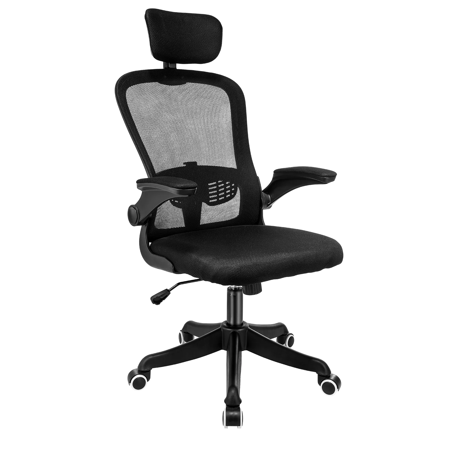 Executive Office Chair, Oyajia Ergonomic High Back Mesh Desk Chair with Lumbar Support, Adjustable Headrest and Flip-up Armrests, Supports up to 300 lbs (Black)