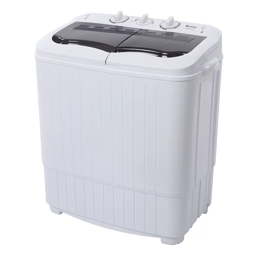 Portable Compact Washing Machine 14.3(7.7 6.6)lbs Semi-automatic Gray Cover Washing Machine