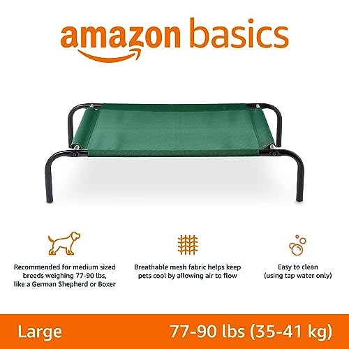 Amazon Basics Cooling Breathable Elevated Dog Bed with Metal Frame for Large Dogs, 51 x 31 x 8 Inch, Grey