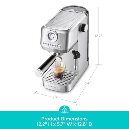 CASABREWS 3700 Gense Espresso Machine 20 Bar, Stainless Steel Espresso Maker With Steam Milk Frother, Coffee Machine Cappuccino Latte Machine With 43.9 oz Removable Water Tank