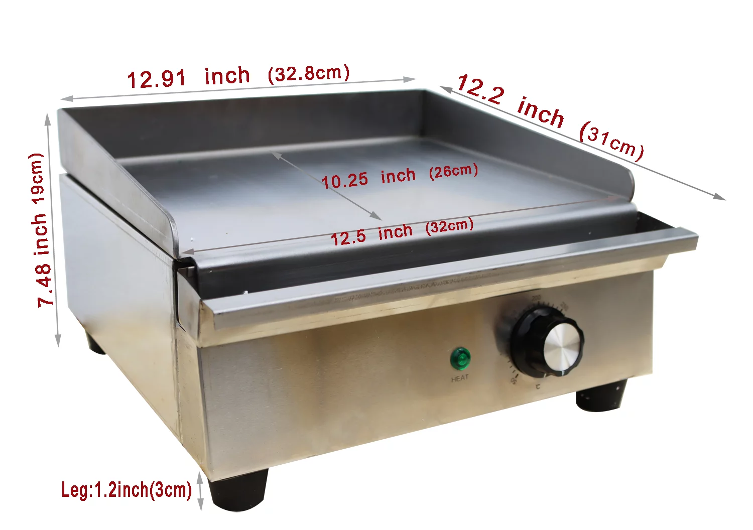 INTBUYING Electric Countertop Griddle Commercial Adjustable Temperature Control Restaurant Cooking Flat Grill Stainless Steel 110V