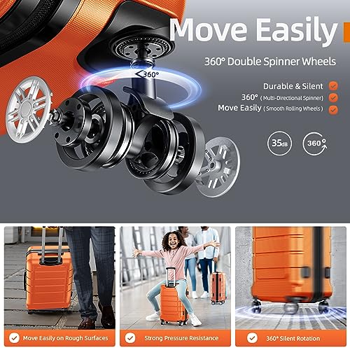 SHOWKOO Luggage Sets Expandable PC+ABS Durable Suitcase Double Wheels TSA Lock Black
